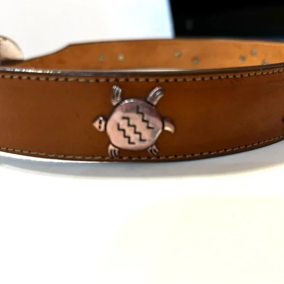 Silver Creek Brown Leather Belt with Silver & Rose Toned Fetishized  Size 28 - Picture 8 of 13